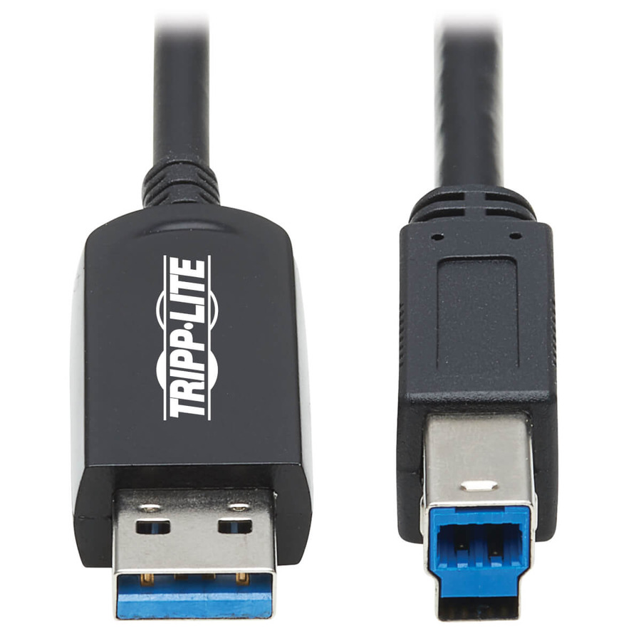 Tripp Lite U328F-15M USB 3.2 Gen 1 Plenum-Rated Fiber Active Optical Cable (AOC) - A/B M/M, Black, 15 m