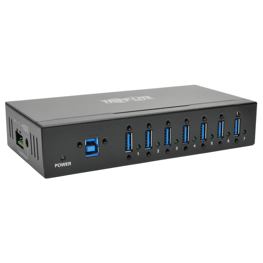 Tripp Lite U360-007-IND 7-Port Industrial-Grade USB 3.0 SuperSpeed Hub - 20 kV ESD Immunity, Metal Housing, Mountable