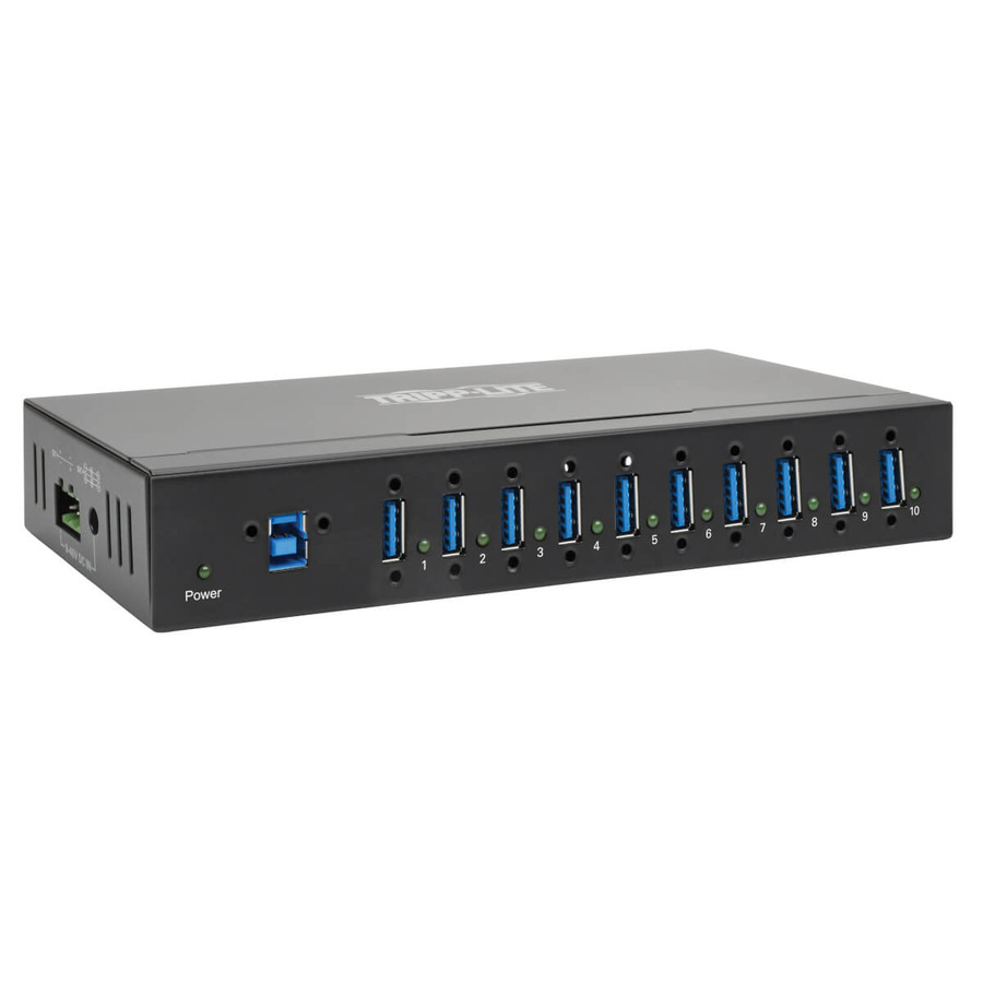 Tripp Lite U360-010-IND 10-Port Industrial-Grade USB 3.0 SuperSpeed Hub - 20 kV ESD Immunity, Metal Housing, Mountable