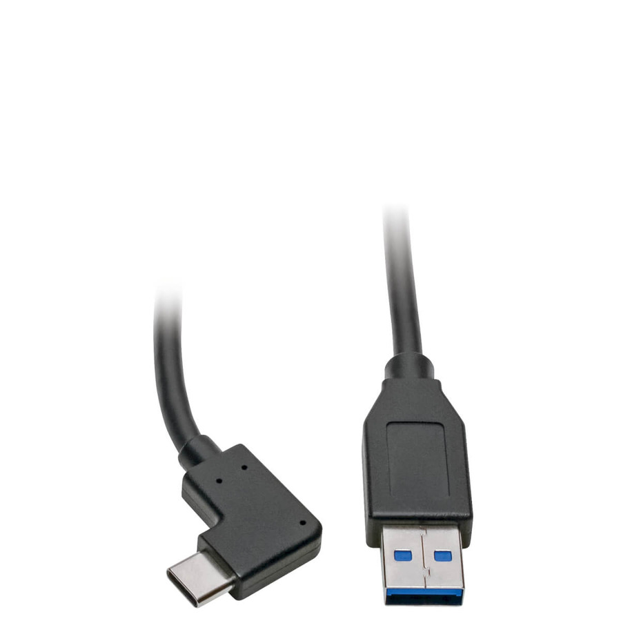 Tripp Lite U428-003-CRA USB-C to USB-A Cable (M/M), Right-Angle C, USB 3.1 Gen 1 (5 Gbps), Thunderbolt 3 Compatible, 3 ft. (0.91 m)