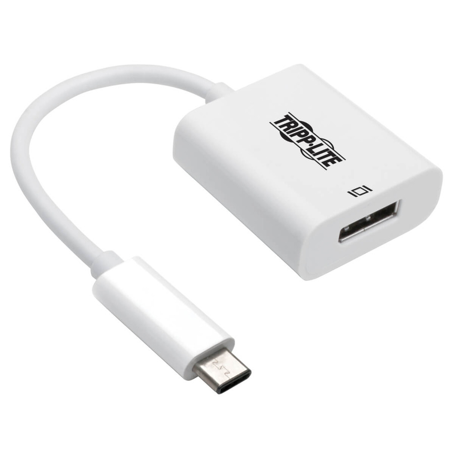 Tripp Lite U444-06N-DP8W USB-C to DisplayPort Active Adapter Cable with Equalizer (M/F), UHD 8K, HDR, DP 1.4, White, 6 in. (15.2 cm)