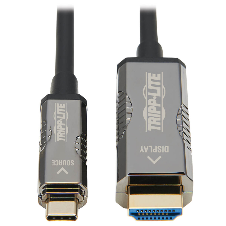 Tripp Lite U444F3-30M-H4K6 High-Speed USB-C to HDMI Active Optical Cable (AOC) - UHD 4K 60 Hz, HDR, CL3 Rated, Black, 30 m (98 ft.)