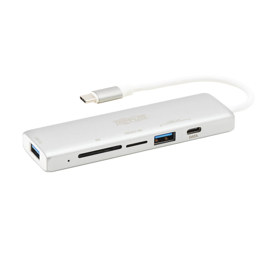 Tripp Lite U460-002-2AM-C1 USB-C Multiport Adapter, 2x USB-A and 1X USB-C Ports, Card Reader, USB 3.0, Silver