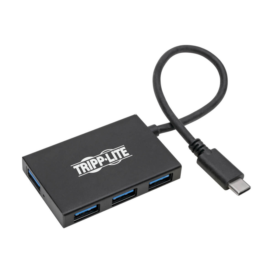 Tripp Lite U460-004-4A-AL 4-Port USB-C Hub, USB-C to 4x USB-A Ports, USB 3.0, Black