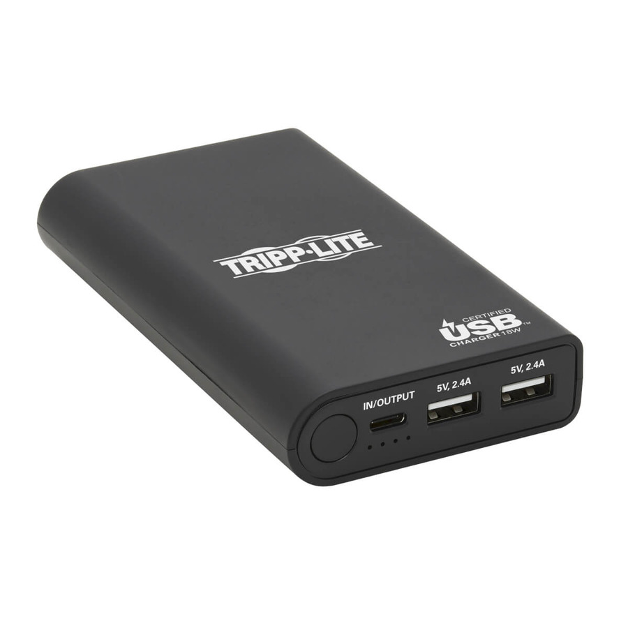 Tripp Lite UPB-10K0-2U1C Portable Charger - 2x USB-A, USB-C with PD Charging, 10,050mAh Power Bank, Lithium-Ion, USB-IF, Black