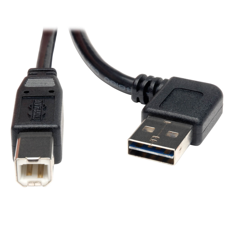 Tripp Lite UR022-003-RA Universal Reversible USB 2.0 Cable (Right / Left-Angle Reversible A to B M/M), 3 ft. (0.91 m)