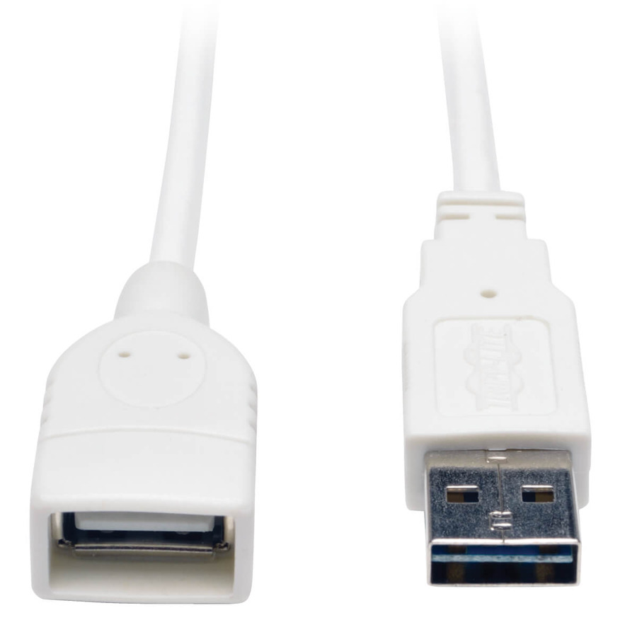 Tripp Lite UR024-003-WH Universal Reversible USB 2.0 Extension Cable (Reversible A to A M/F), White, 3 ft. (0.91 m)