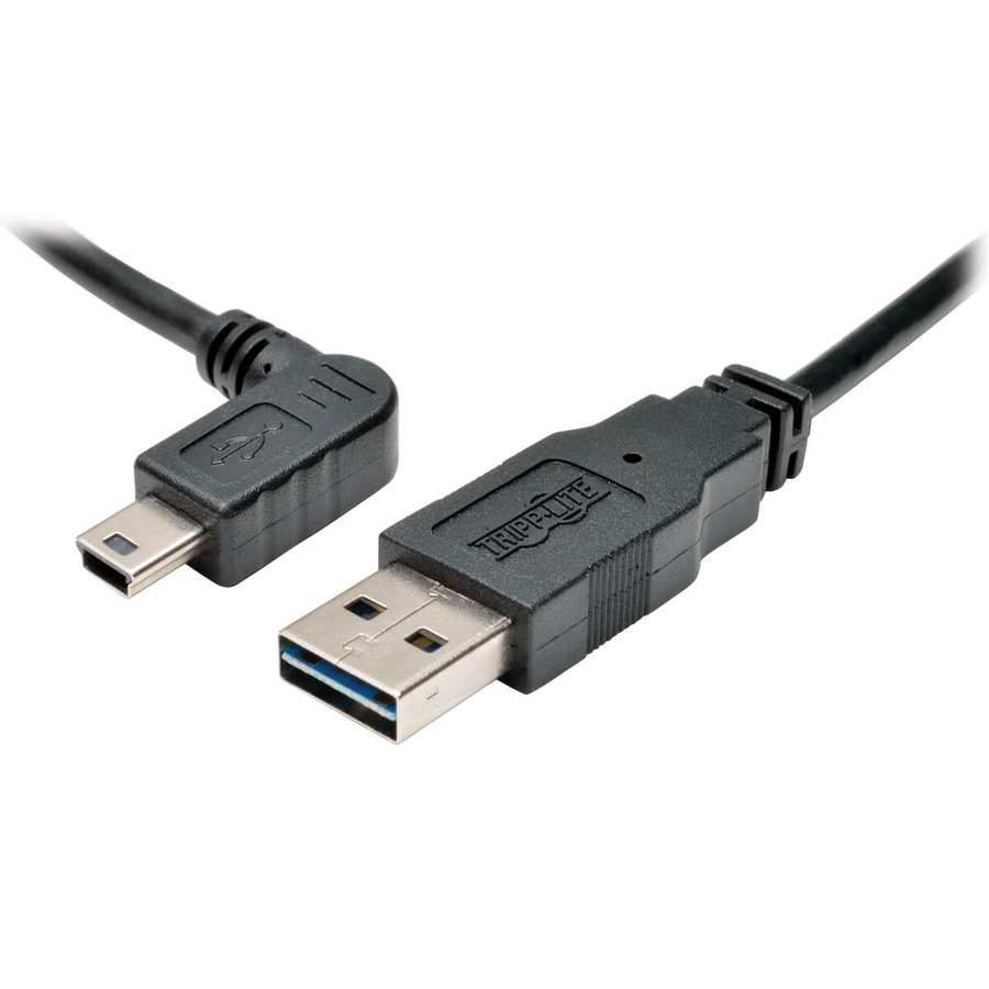 Tripp Lite UR030-003-LAB Universal Reversible USB 2.0 Cable (Reversible A to Left-Angle 5Pin Mini B M/M), 3 ft. (0.91 m)