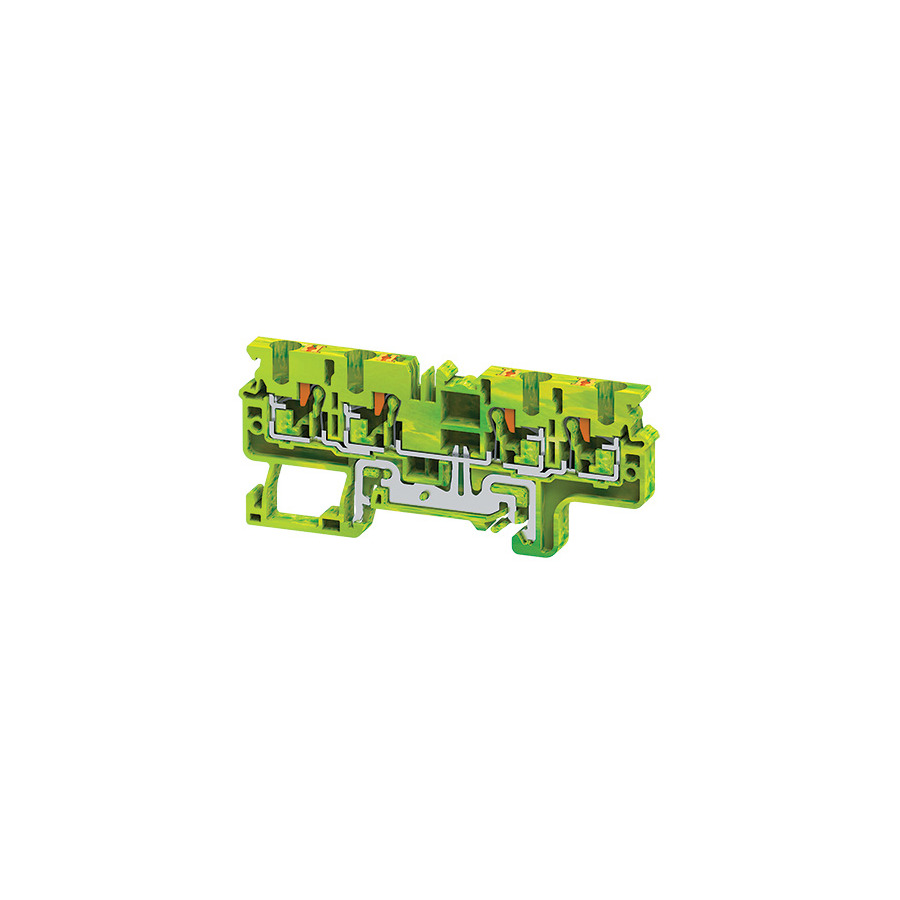 Altech CPG4/4 DIN Terminal Block, PushIn, Grnd, 4 Conn, 600V, 2410AWG