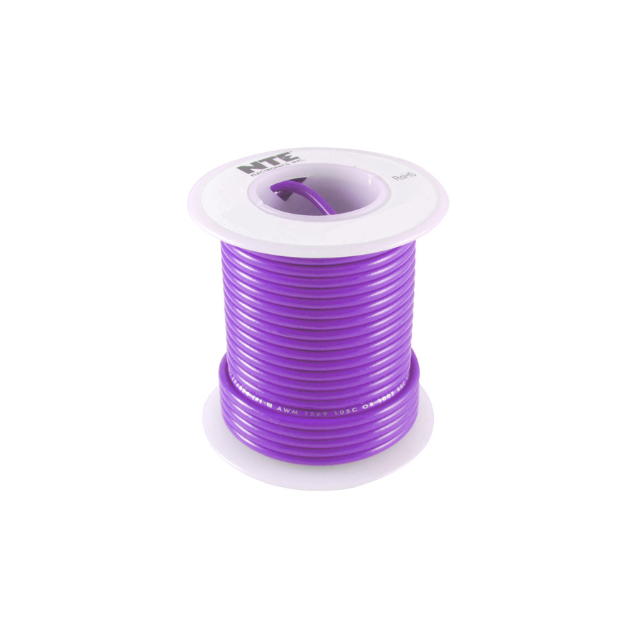 NTE Electronics WT22-07-100 Wire Teflon 22 Gauge Violet 100 Feet