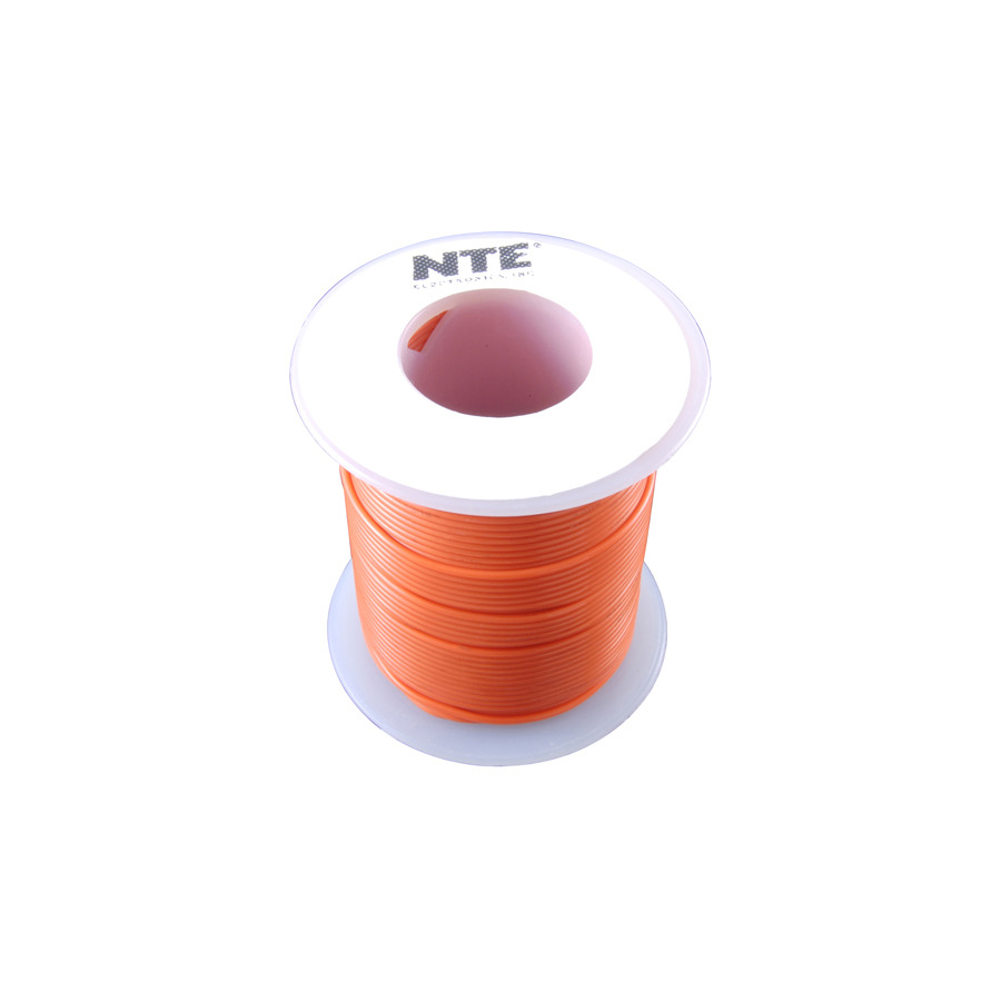 NTE Electronics WT24-03-100 Wire Teflon 24 Gauge Orange 100 Feet