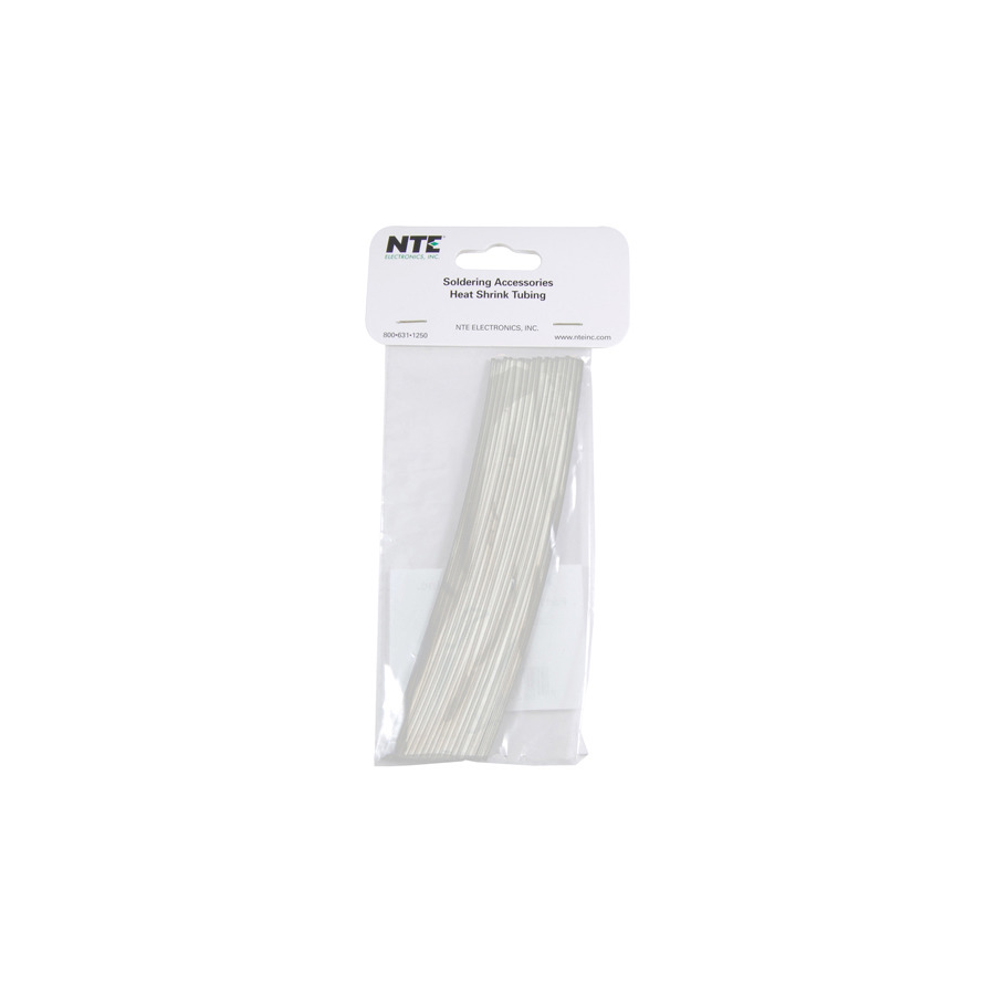 NTE Electronics 47-20006-CL Heat Shrink Tubing, 3/64" Dia, Thin, Clear, 6" L, 2:1 Shrink, 30/Pkg.