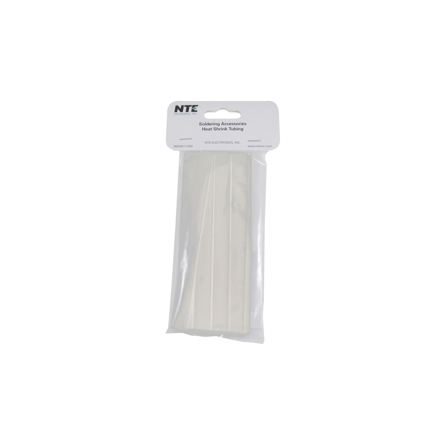 NTE Electronics 47-20706-CL Heat Shrink Tubing, 3/8" Dia, Thin, Clear, 6" L, 2:1 Shrink, 15/Pkg.