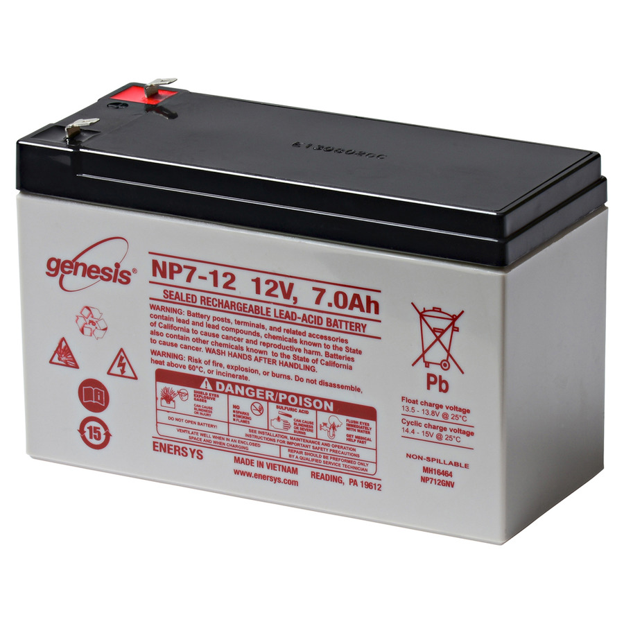 EnerSys LEAD-12-7 Lead Acid Battery, 12V, 7000 mAh capacity, Lead Acid, Tabs, 0.187 Tabs