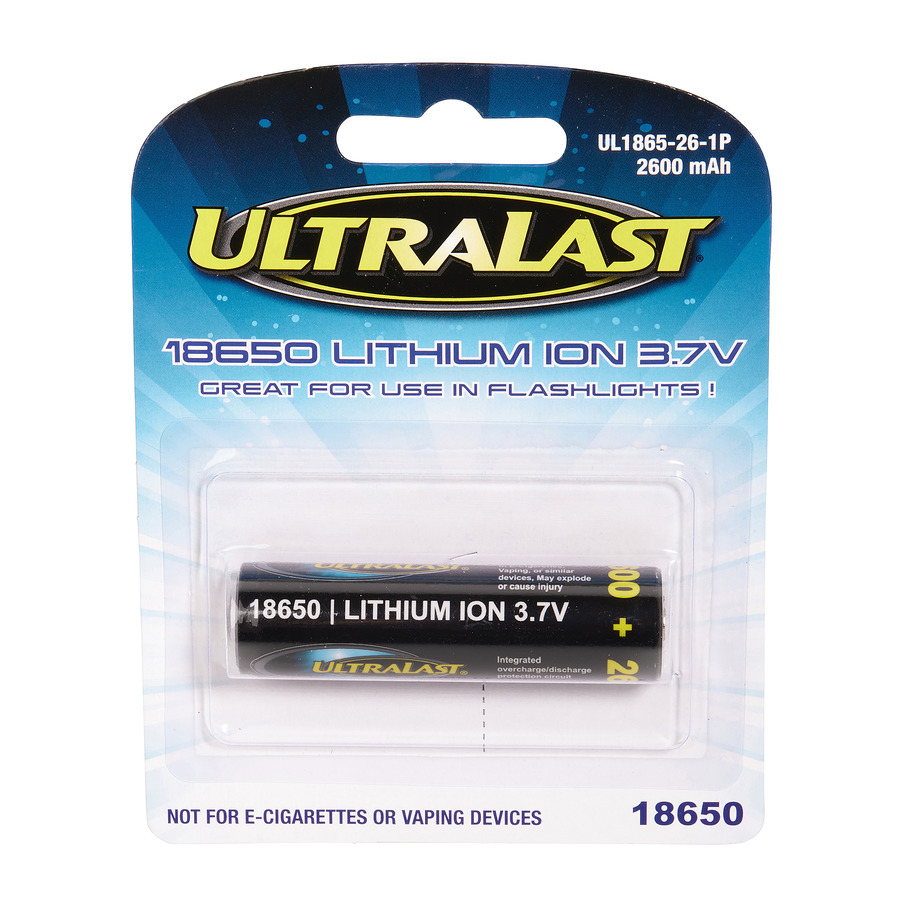 Ultralast UL1865-26-1P Lithium Ion Battery Cell , 3.7V, 18650, 2600 mAh capacity, Lithium Ion 1 Pack