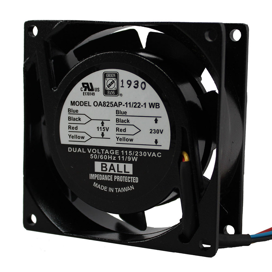 Orion Fans OA825AP-11/22-1WB AC Fan, 115V/230V/9W, 25CFM, Leadwire, 80x80x25mm, OA825AP-DUALV Series