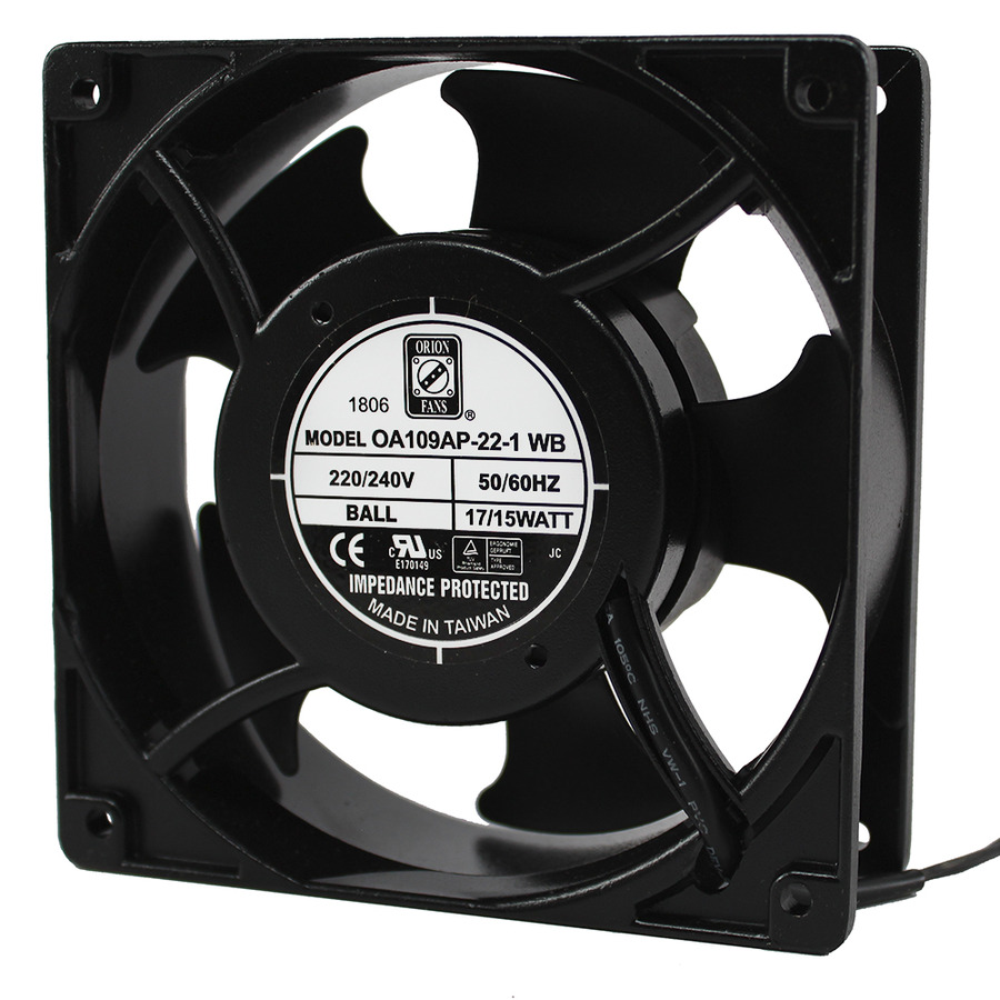 Orion Fans OA109AP-22-1WB AC Fan, 230V/15W, 104CFM, 120x120x38mm, OA109AP Series