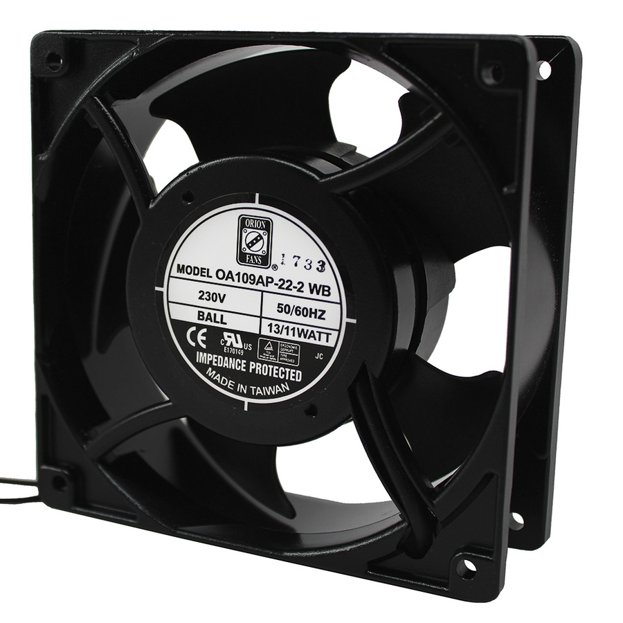 Orion Fans OA109AP-22-2WB AC Fan, 230V/11W, 70CFM, 120x120x38mm, OA109AP Series