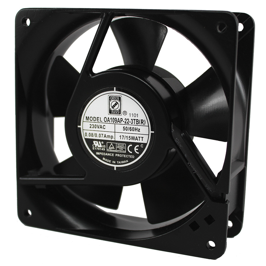 Orion Fans OA109AP-22-3TBR AC Fan, 230V/12W, 75CFM, 120x120x38mm, OA109AP-AIOS Series