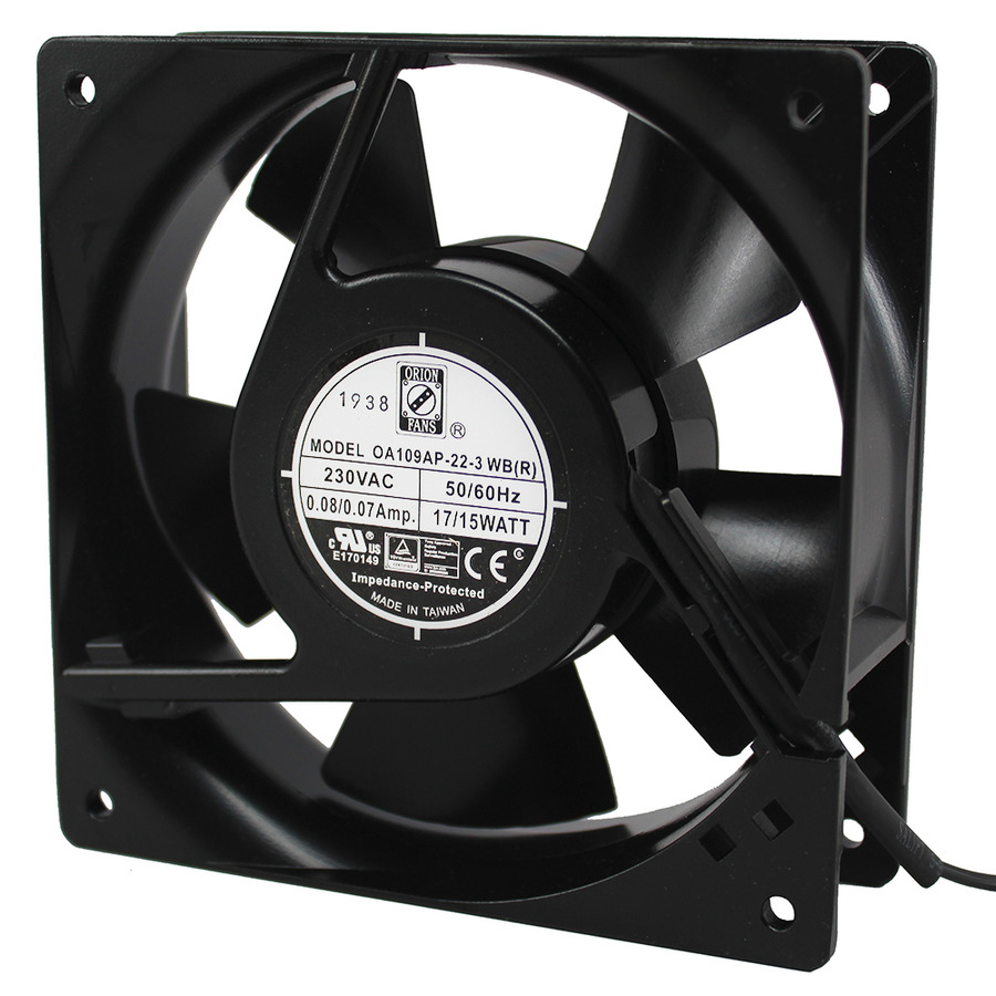 Orion Fans OA109AP-22-3WBR AC Fan, 230V/12W, 75CFM, 120x120x38mm, OA109AP-AIOS Series