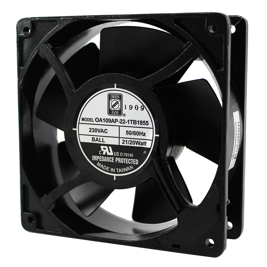 Orion Fans OA109AP-22-1TB1855 AC Fan, 230V/10W, 105CFM, 120x120x38mm, OA109AP-METAL Series