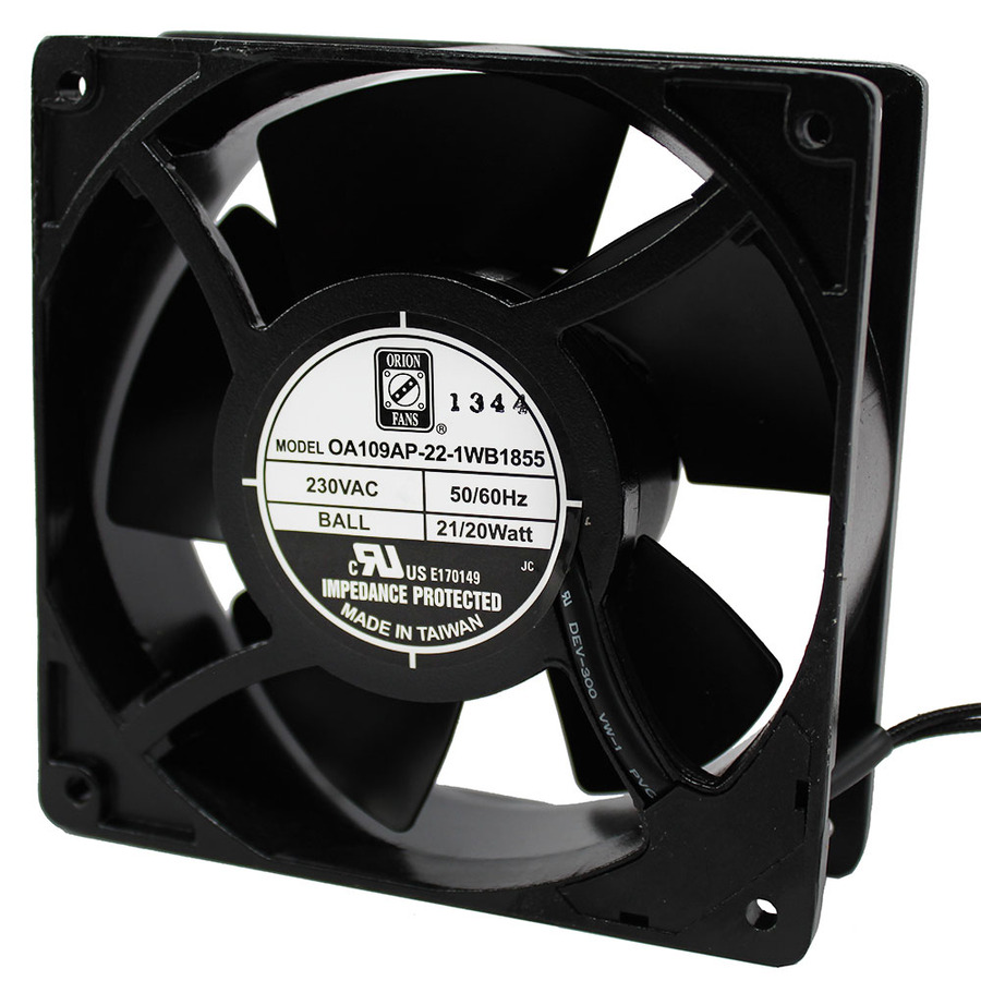 Orion Fans OA109AP-22-1WB1855 AC Fan, 230V/10W, 105CFM, 120x120x38mm, OA109AP-METAL Series