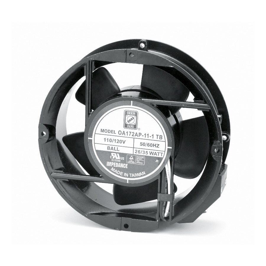 Orion Fans OA172AP-11-1WB AC Fan, 115V/35W, 235CFM, 172x172x51mm, Wire Leads, OA172AP Series