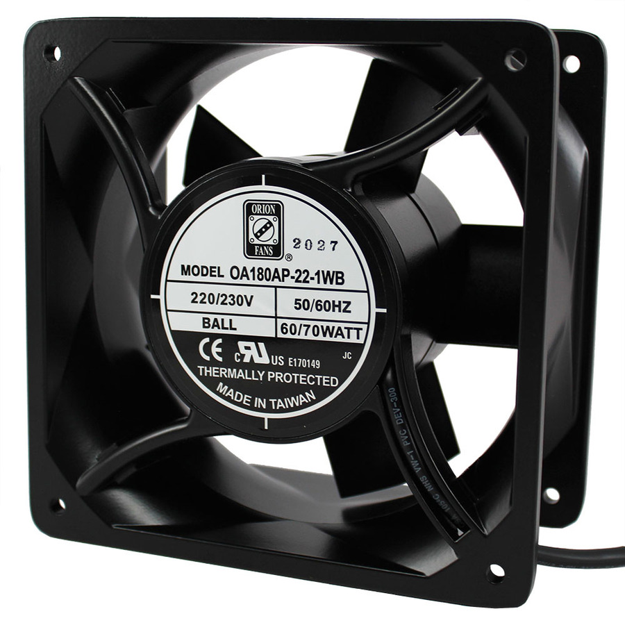 Orion Fans OA180AP-22-1WB AC Fan, 230V/70W, 409CFM, 180x180x89mm, OA180AP Series