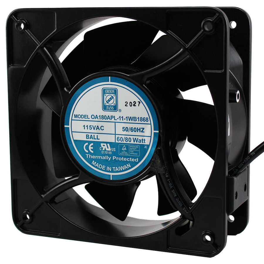 Orion Fans OA180APL-11-1WB1868 AC Fan, 115V/80W, 400CFM, 180x180x65mm, OA180APL-IP68 Series