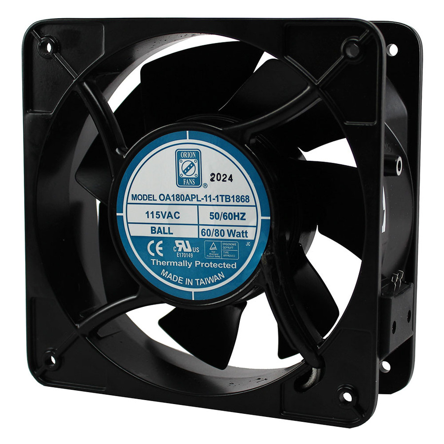 Orion Fans OA180APL-11-1TB1868 AC Fan, 115V/80W, 400CFM, 180x180x65mm, OA180APL-IP68 Series