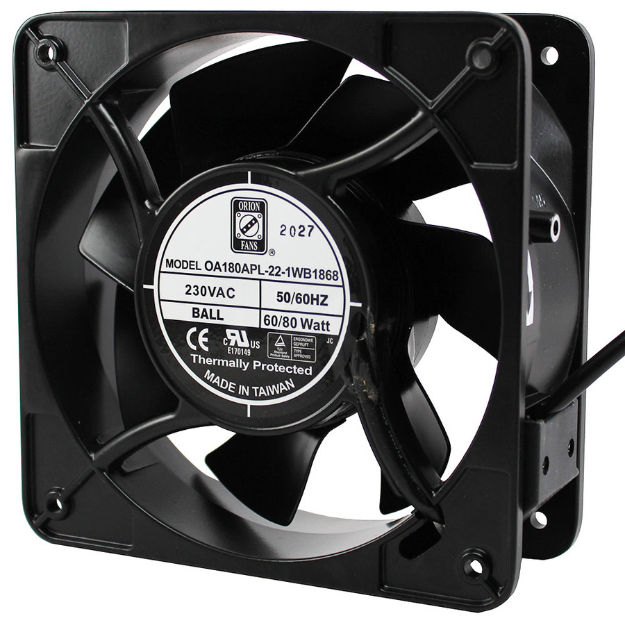 Orion Fans OA180APL-22-1WB1868 AC Fan, 230V/80W, 400CFM, 180x180x65mm, OA180APL-IP68 Series