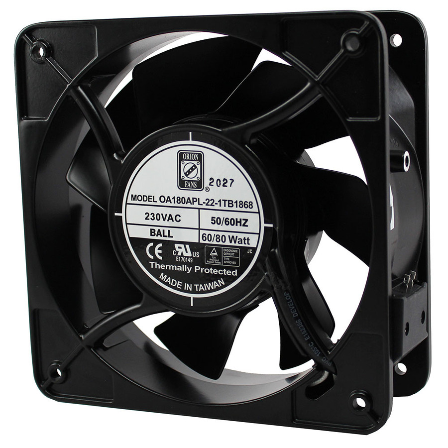 Orion Fans OA180APL-22-1TB1868 AC Fan, 230V/80W, 400CFM, 180x180x65mm, OA180APL-IP68 Series