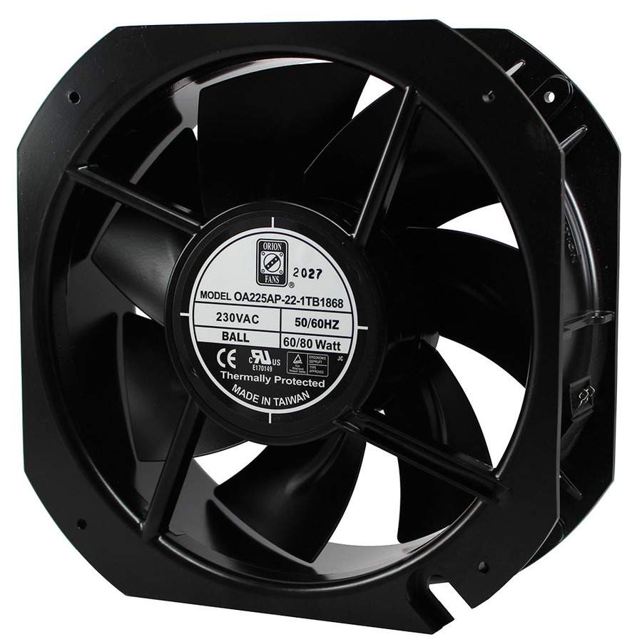 Orion Fans OA225AP-22-1TB1868 AC Fan, 230V/80W, 620CFM, 225x240x80mm, OA225AP-IP68 Series