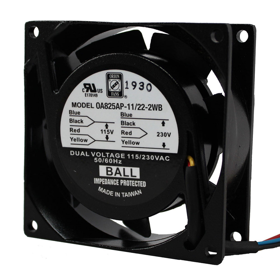 Orion Fans OA825AP-11/22-2WB AC Fan, 115V/230V/6W, 22CFM, 80x80x25mm, OA825AP-DUALV Series