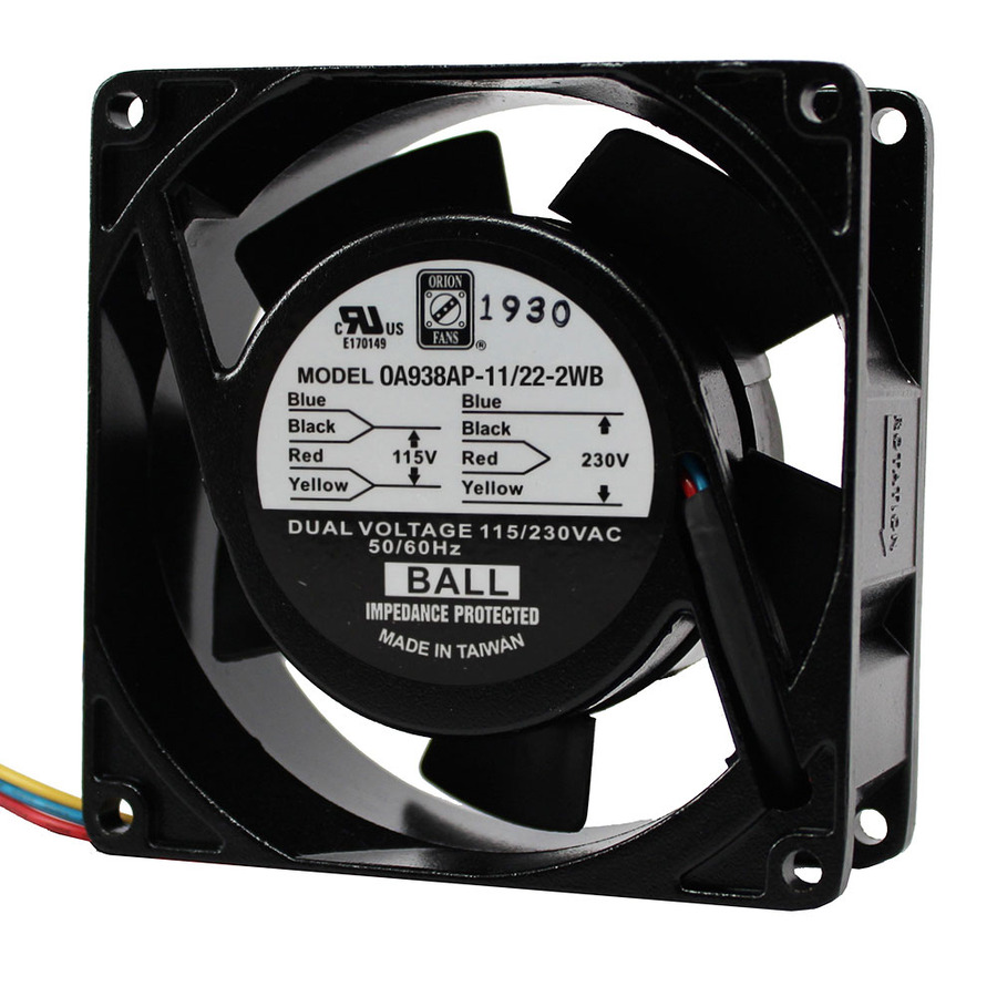 Orion Fans OA938AP-11/22-2WB AC Fan, 115V/230V/5W, 39CFM, 92x92x38mm, OA938AP-DUALV Series