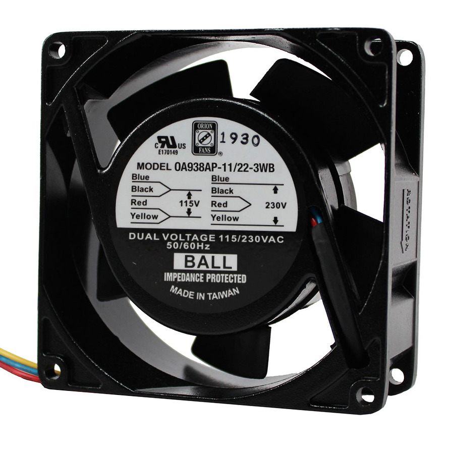 Orion Fans OA938AP-11/22-3WB AC Fan, 115V/230V/3W, 26CFM, 92x92x38mm, OA938AP-DUALV Series