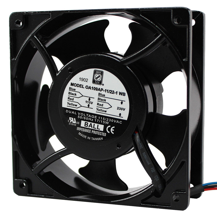 Orion Fans OA109AP-11/22-1WB AC Fan, 115V/230V/15W, 105CFM, 120x120x38mm, OA109AP-DUALV Series