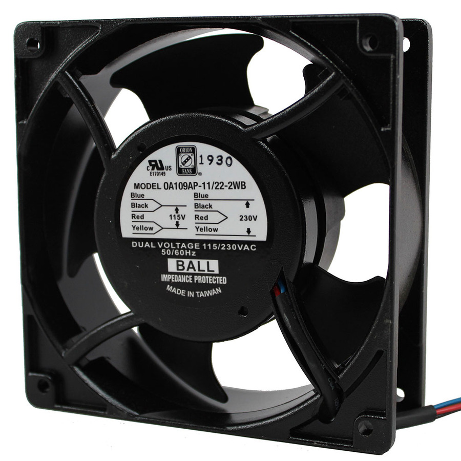 Orion Fans OA109AP-11/22-2WB AC Fan, 115V/230V/11W, 71CFM, 120x120x38mm, OA109AP-DUALV Series