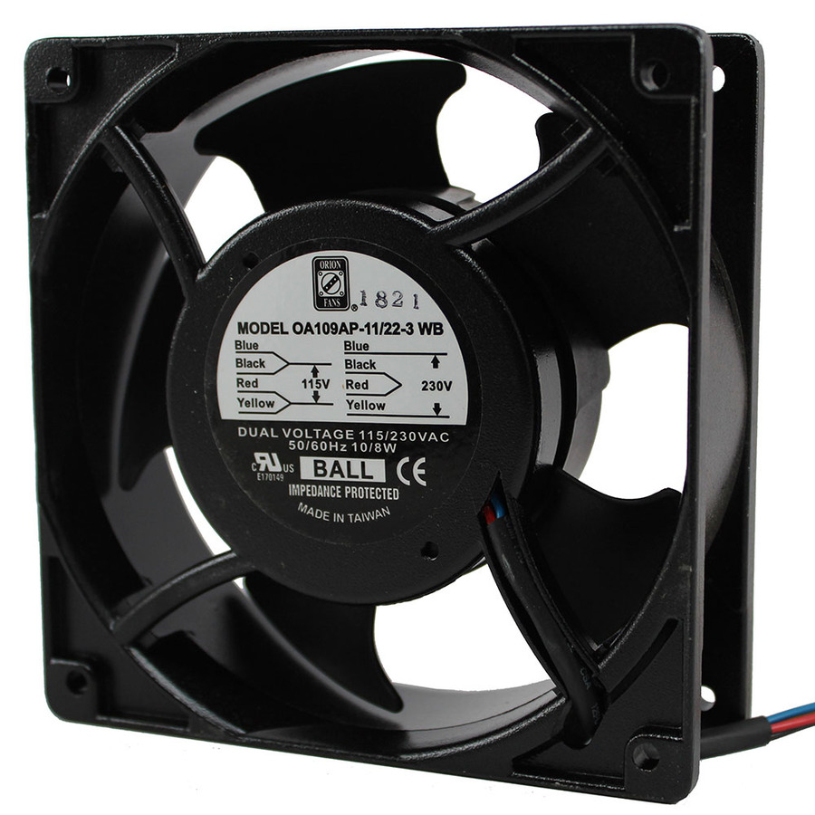 Orion Fans OA109AP-11/22-3WB AC Fan, 115V/230V/8W, 53CFM, 120x120x38mm, OA109AP-DUALV Series