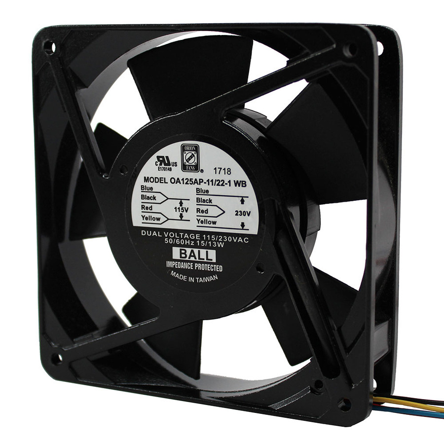 Orion Fans OA125AP-11/22-1WB AC Fan, 115V/230V/13W, 75CFM, 120x120x25mm, OA125AP-DUALV Series