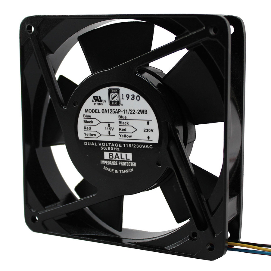 Orion Fans OA125AP-11/22-2WB AC Fan, 115V/230V/10W, 62CFM, 120x120x25mm, OA125AP-DUALV Series