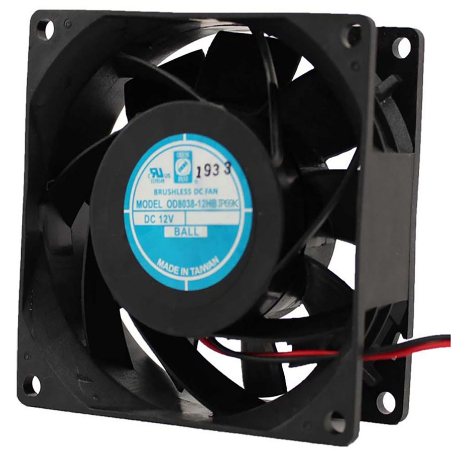 Orion Fans OD8038-12HBIP69K DC Fan, 12V, 71CFM, 80x80x38mm, OD8038-IP69K Series