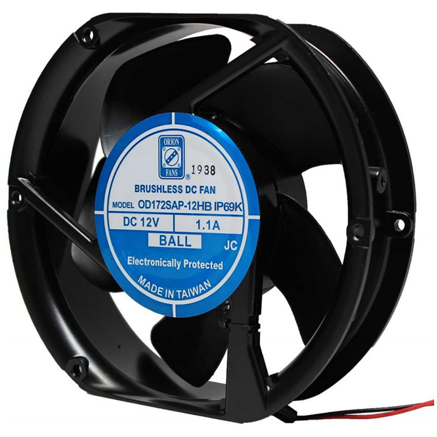 Orion Fans OD172SAP-48HBIP69K DC Fan, 48, 235CFM, 172x150x51mm, OD172SAP-IP69K Series