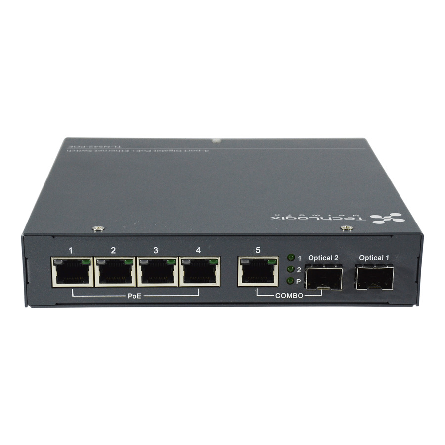 TechLogix Networx TL-NS42-POE Gigabit Network Switch, 4-Port Industrial, 4 Rj45, SFP/SFP/RJ45 Combo