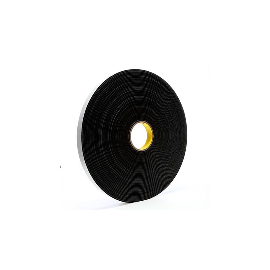 3M 7000047496 Vinyl Foam Tape, Single Coated, Black, 1/2" x 36 yds.