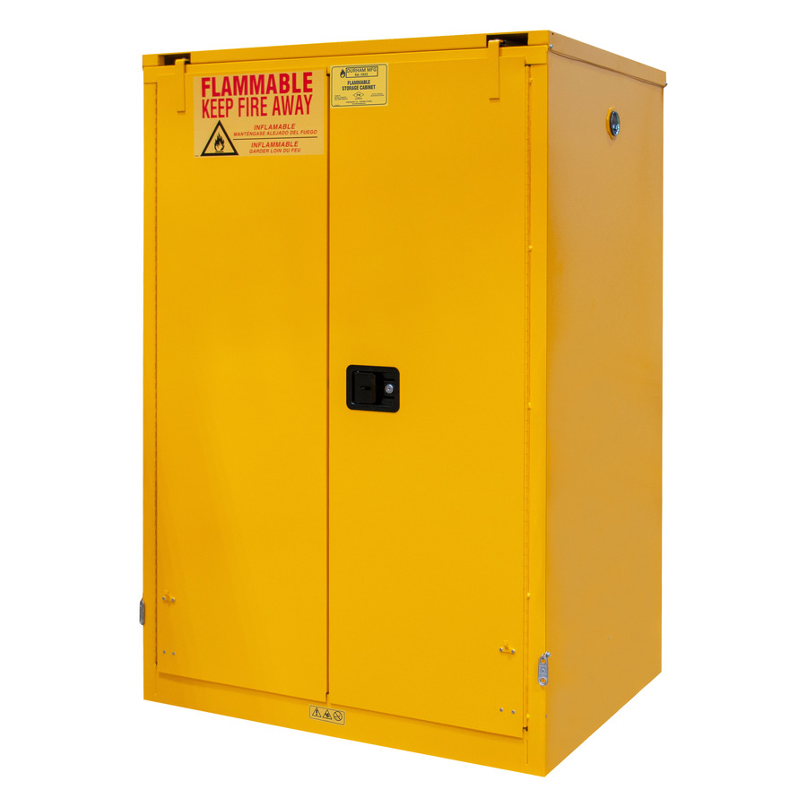 Durham Mfg 1090S-50 Flammable Storage Cabinet, 90 Gal, 2 SF/2 DR, SC, 43"x34"x66.375", Yel