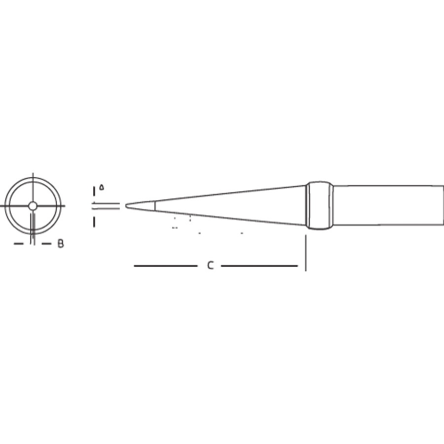 800° F Weller PTO8 Long Conical Tip.8 Mm Black