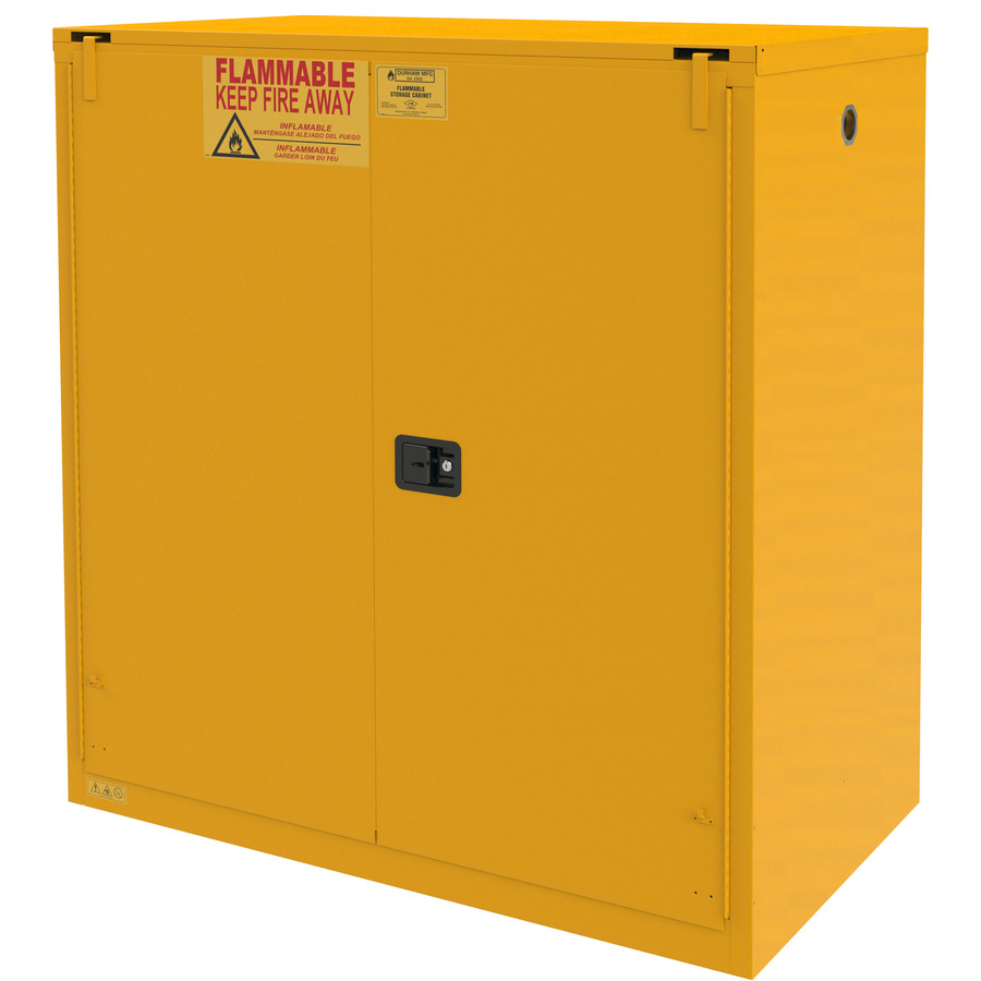 Durham Mfg 1120S-50 Flammable Storage Cabinet, 120 Gal, 2 Door/Shelves, Self-Close, Yellow FM Apprvd