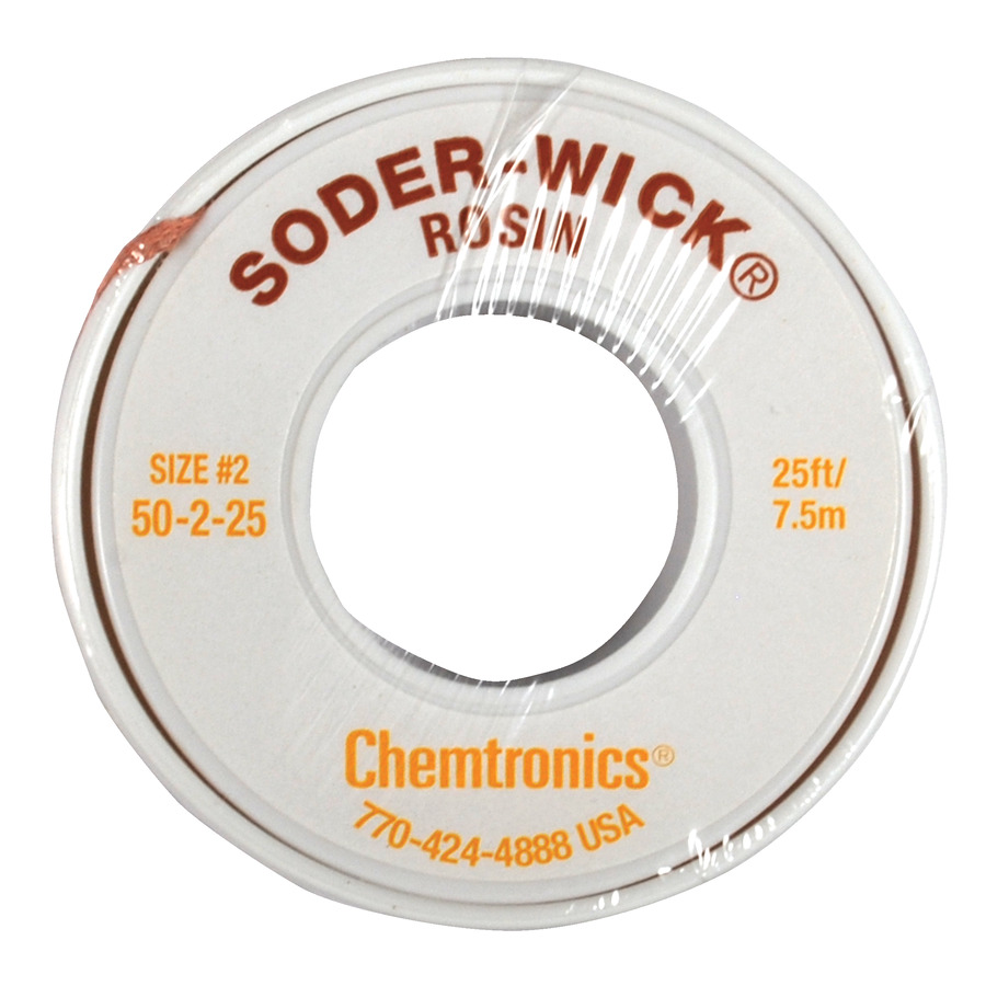 Chemtronics 50225 Solder Wick, Rosin SD, 0.06" x 25 ft Roll, 2