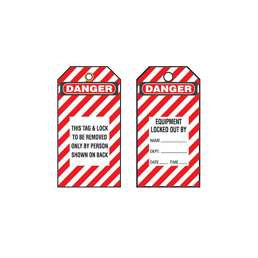 Panduit PVT-98 Safety Tag "Danger This Tag", Semi-Rigid Vinyl, 3"Wx5.75"H, Red/Blk/Wh, 1Pkg/5Pcs